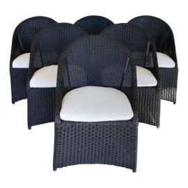 Pottery Barn Palmetto All Weather Outdoor / Indoor Wicker Dining Chairs - Set of Six