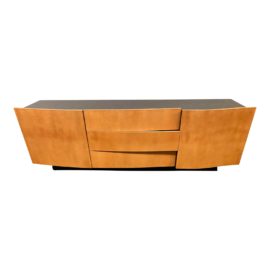 Late 20th Century Roche Bobois Maje Lacquer + Pear Wood Credenza. Original Price: $15,000