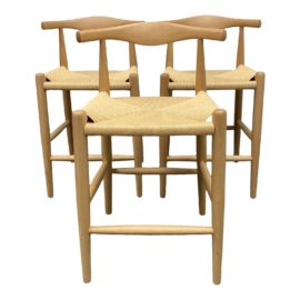 Inmod Hans Wegner Style Elbow Bar Counter Stools - Set of Three. Original Price: $2,997