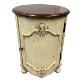 Shabby Chic Round Wood Side Table + Door