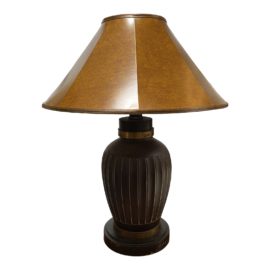Custom Bronze Lamp + Faux Leather Shade