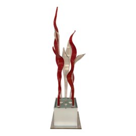 Modern Handblown Glass Sculpture + Light Base