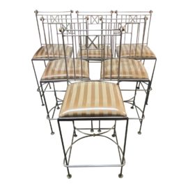 Custom Design Upholstered + Metal Barstools - Set of Six