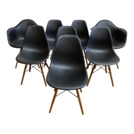 Design Within Reach Black Eames Chairs - Set of 8. Original Price: $4,330