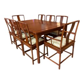 Solid Rosewood Extension Dining Table + Eight Chairs Set