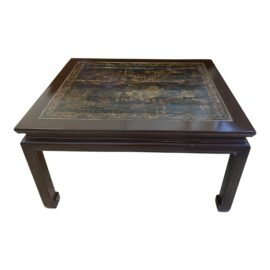 Mid 20th Century Hand Painted + Lacquered Elm Coffee Table