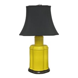 Asian Influenced Yellow Metal Table Lamp