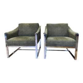 Mid 20th Century Chrome Frame Arm Chairs - a Pair