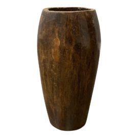 Pierce Martin Indonesian Solid Wood Carved Drum Vase