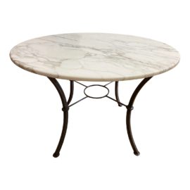 Late 20th Century Custom Design Marble + Wrought Iron Table