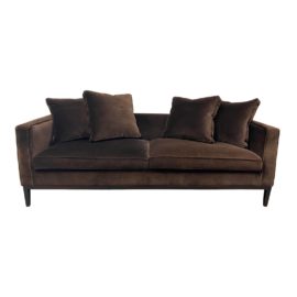 Crate & Barrel Brown Velvet Fixed Back Sofa