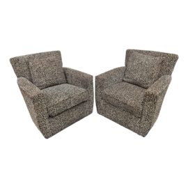 Crate & Barrel Animal Print Glider + Swivel Chairs - a Pair