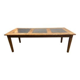 Early 20th Solid Wood + Marble Dining Table