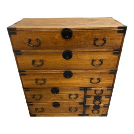 Mid 20th Century Tansu Cabinet + Iron Fittings