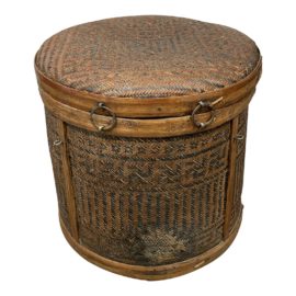 Mid 20th Century Woven Basket With Lid