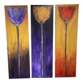 Warren Knapp Original Artwork Acrylic Tulip Tryptich