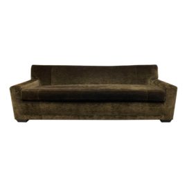 Mid 20th Century Custom Brown Mohair 8-Way Tied Sofa