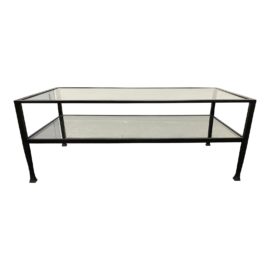 Contemporary Two Level Glass + metal Coffee Table