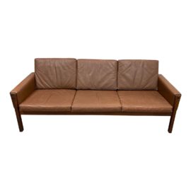 Mid 20th Century Hans J. Wegner Ap62/3 Leather & Rosewood Sofa