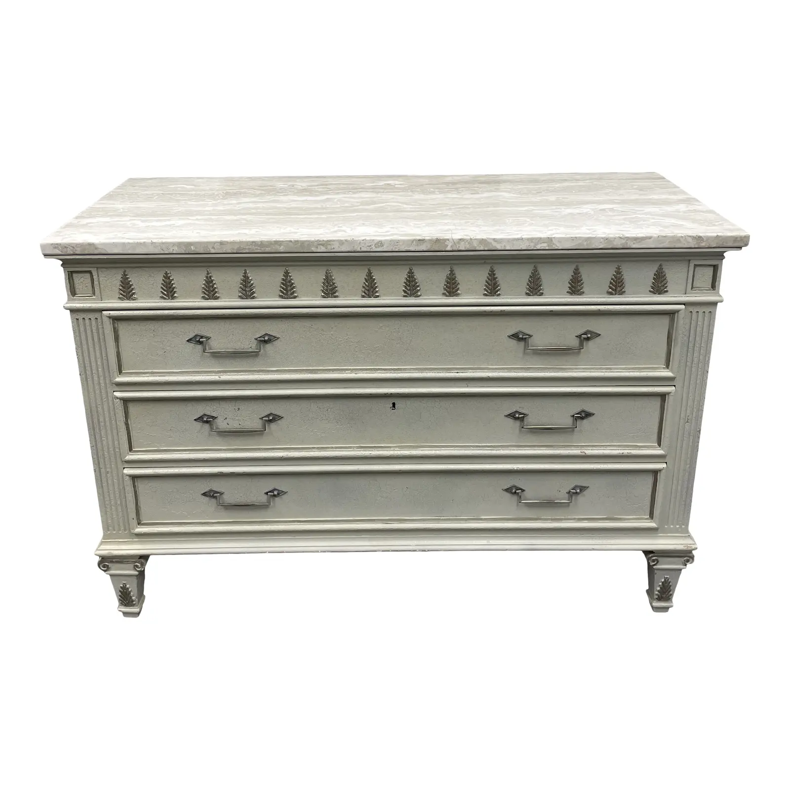 Marge Carson Travertine Top Three Drawer Dresser