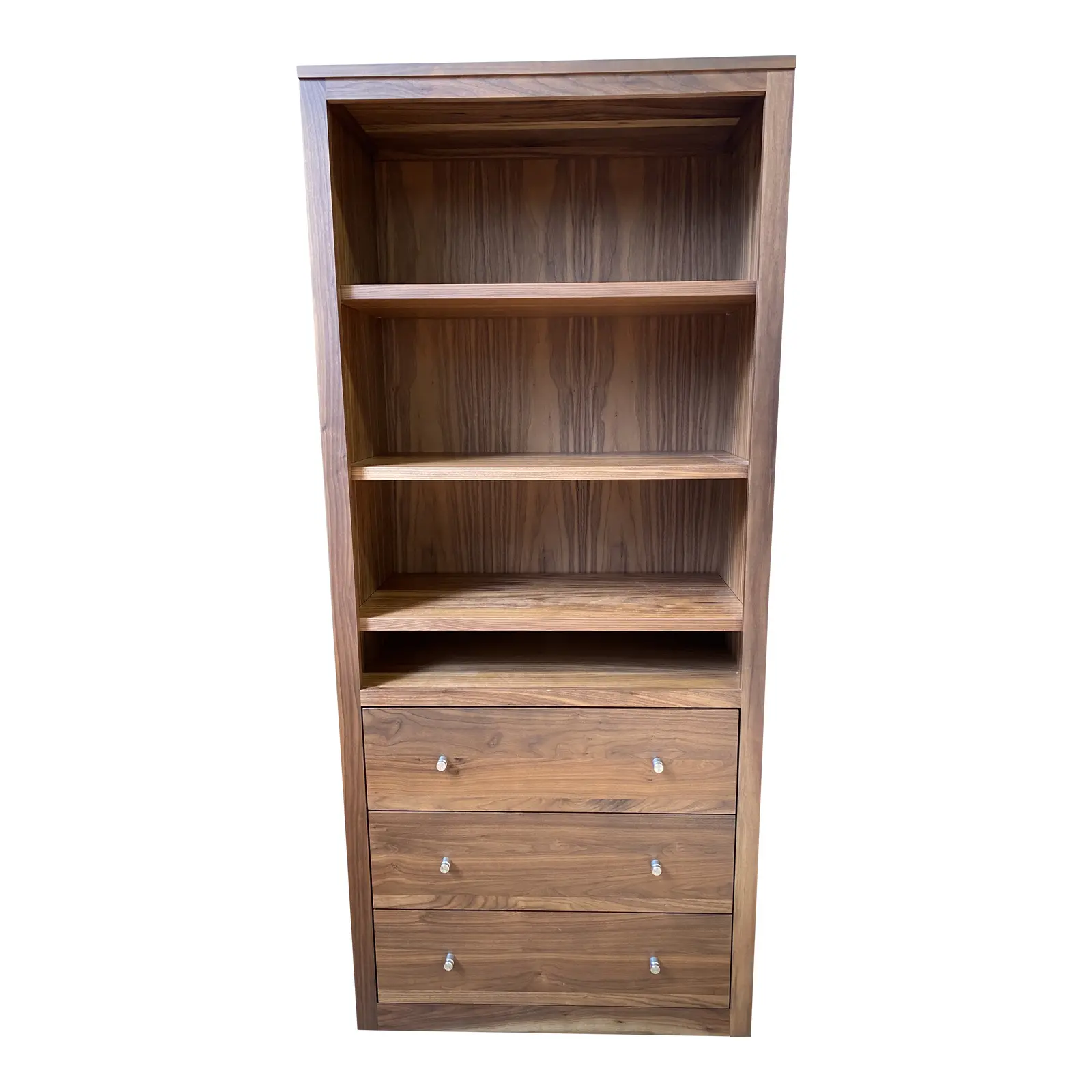 Room & Board Walnut Woodwind Three Drawer Bookcase. Original Price: $1,499