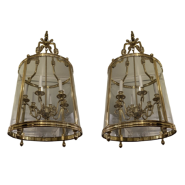 Pair of Custom San Francisco Design Center Polished Brass Lanterns