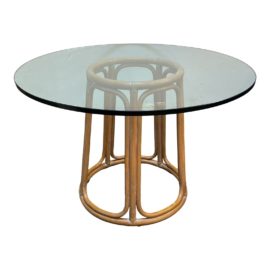McGuire Bamboo + Leather Wrap Dining Table