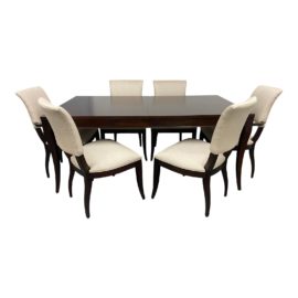 Ethan Allen Barrymore Extension Table + Six Drew Dining Chairs Set. Original Price: $6,340