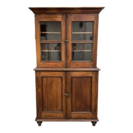Mid 20th Century Rustic Glass Two Piece Display Cabinet