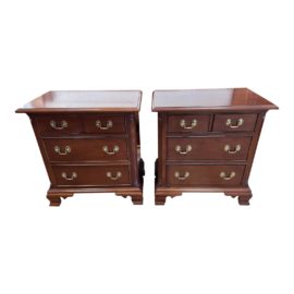 Stickley Furniture Cherry Finish Three Drawer Nightstands