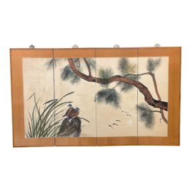 Mid 20th Century Asian Four Panel Screen