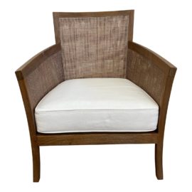 Crate & Barrel Blake Grey Wash Rattan Chair With Fabric Cushion. Original Price: $800