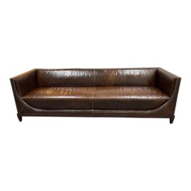 Restoration Hardware Custom Design Tipped Leather Bench Seat + Fixed Back Sofa