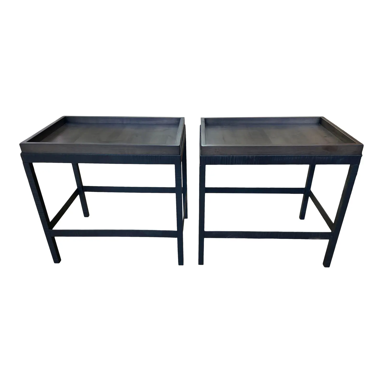 Iron + Wood Tray Top Side Table - a Pair