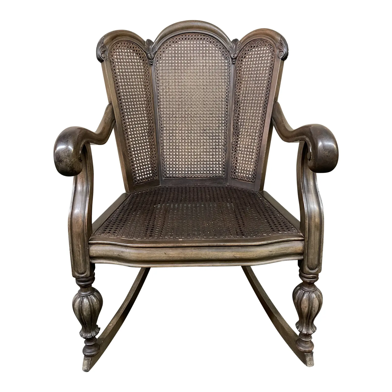 Vintage- Carved + Caned Rocking Cha19