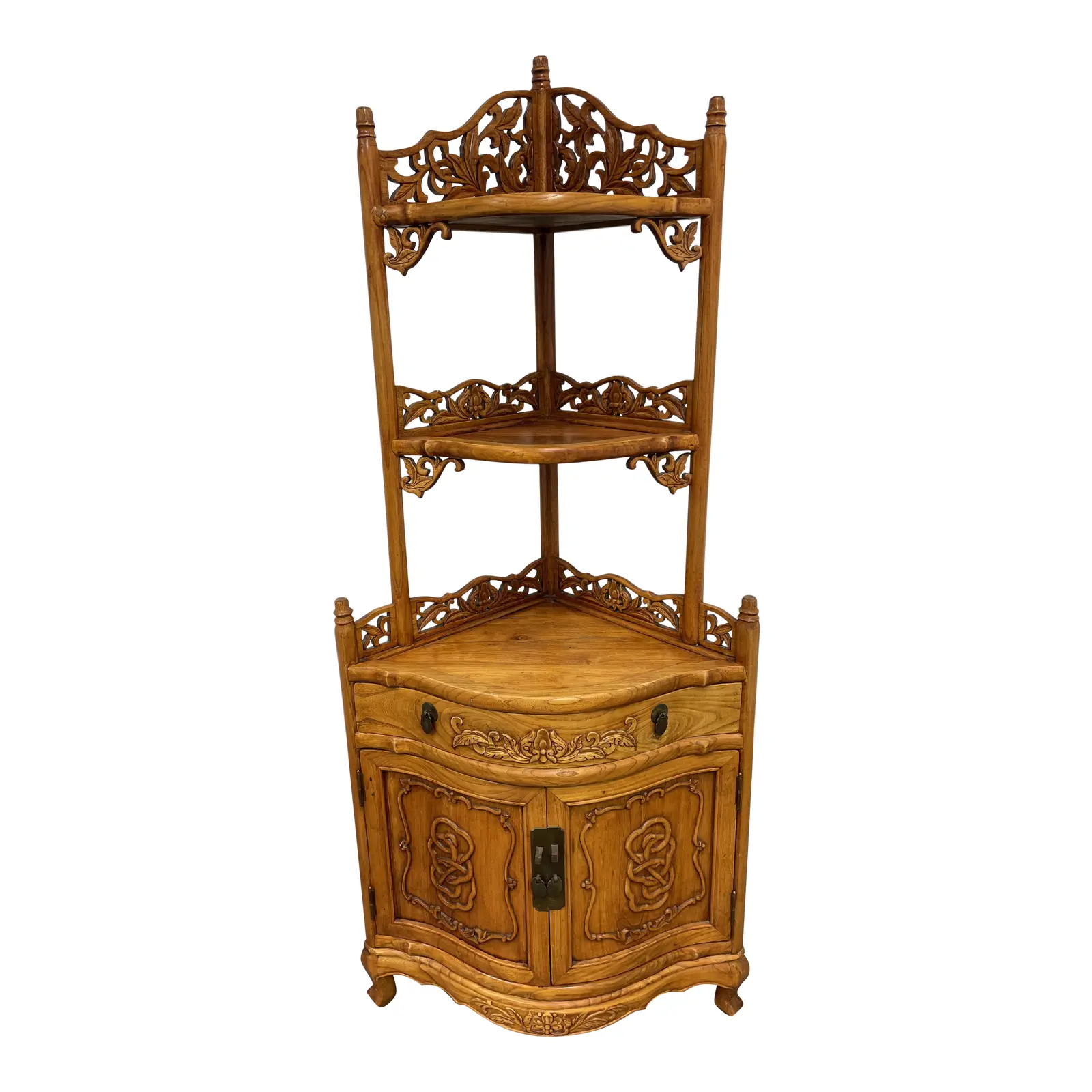 Early 20th Century Rosewood Carved Corner Cabinet