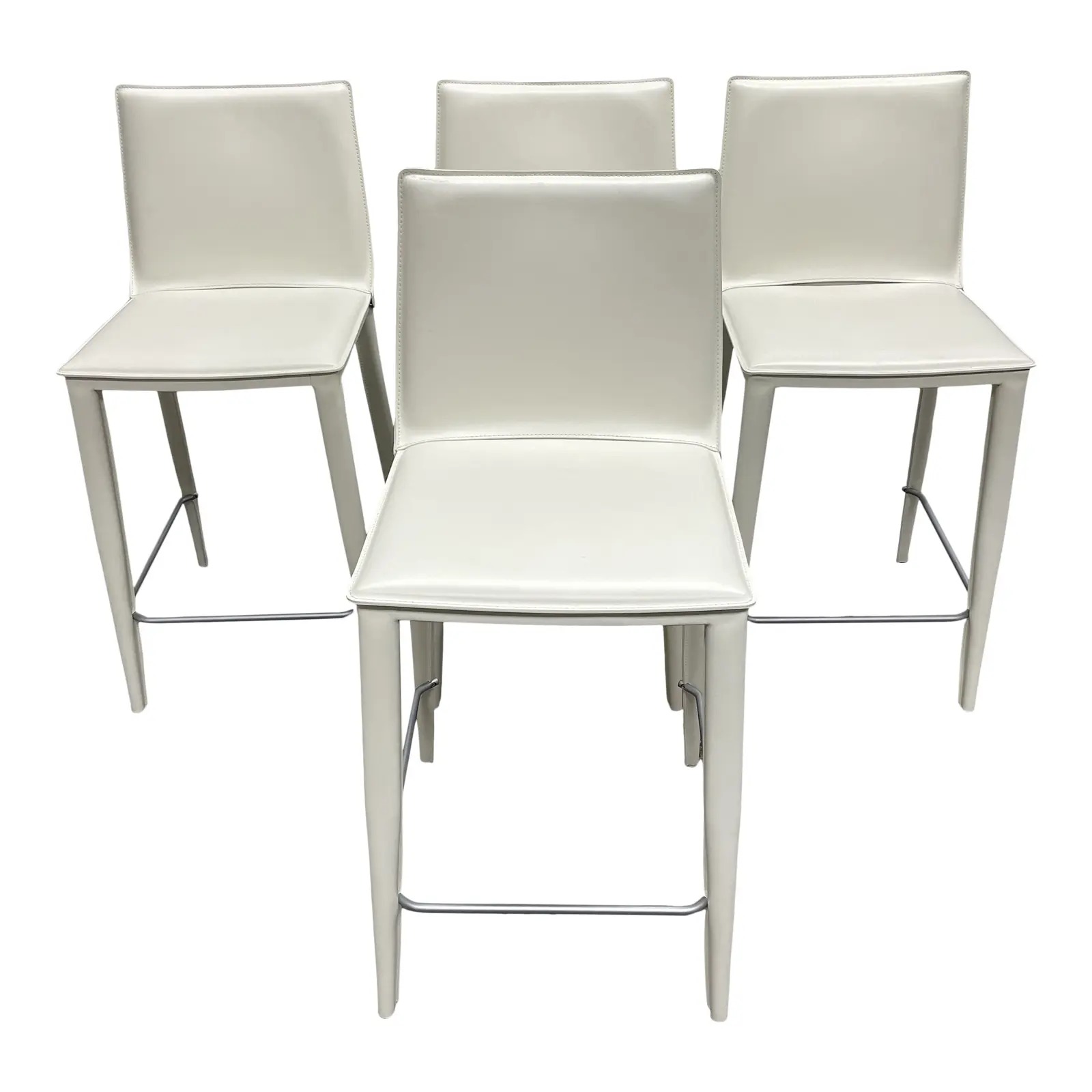 Design Within Reach Flag Bottega Italian Leather Counter Stools - Set of Four. Original Price: $4,780