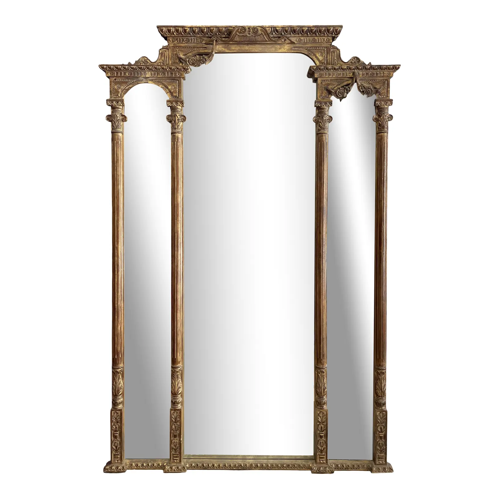 Early 20th Century Gilt Finish Standing Mirror