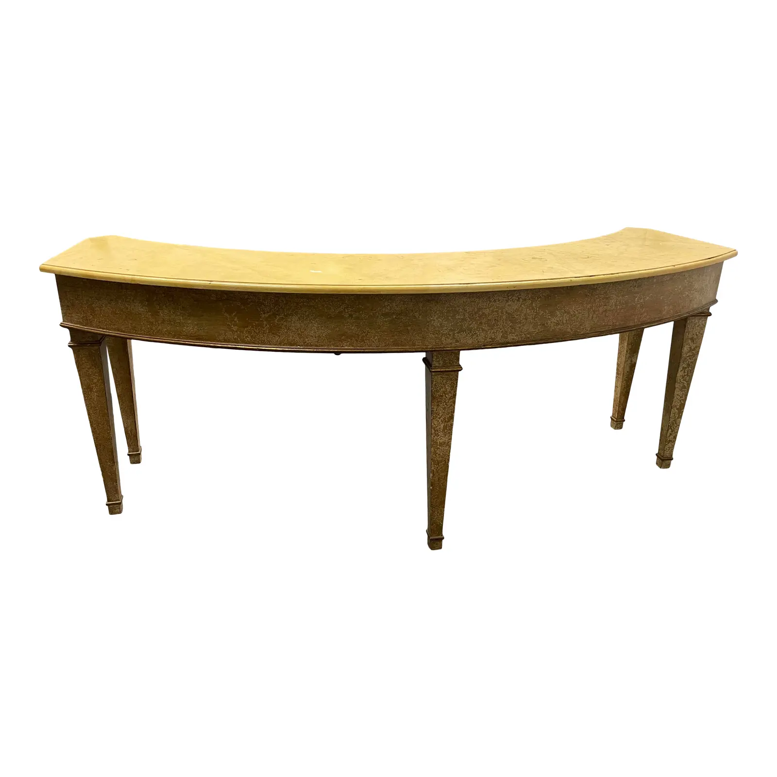 Late 20th Century Curved Faux Finish French Antique Reproduction Curved Console. Original Price: $1,800