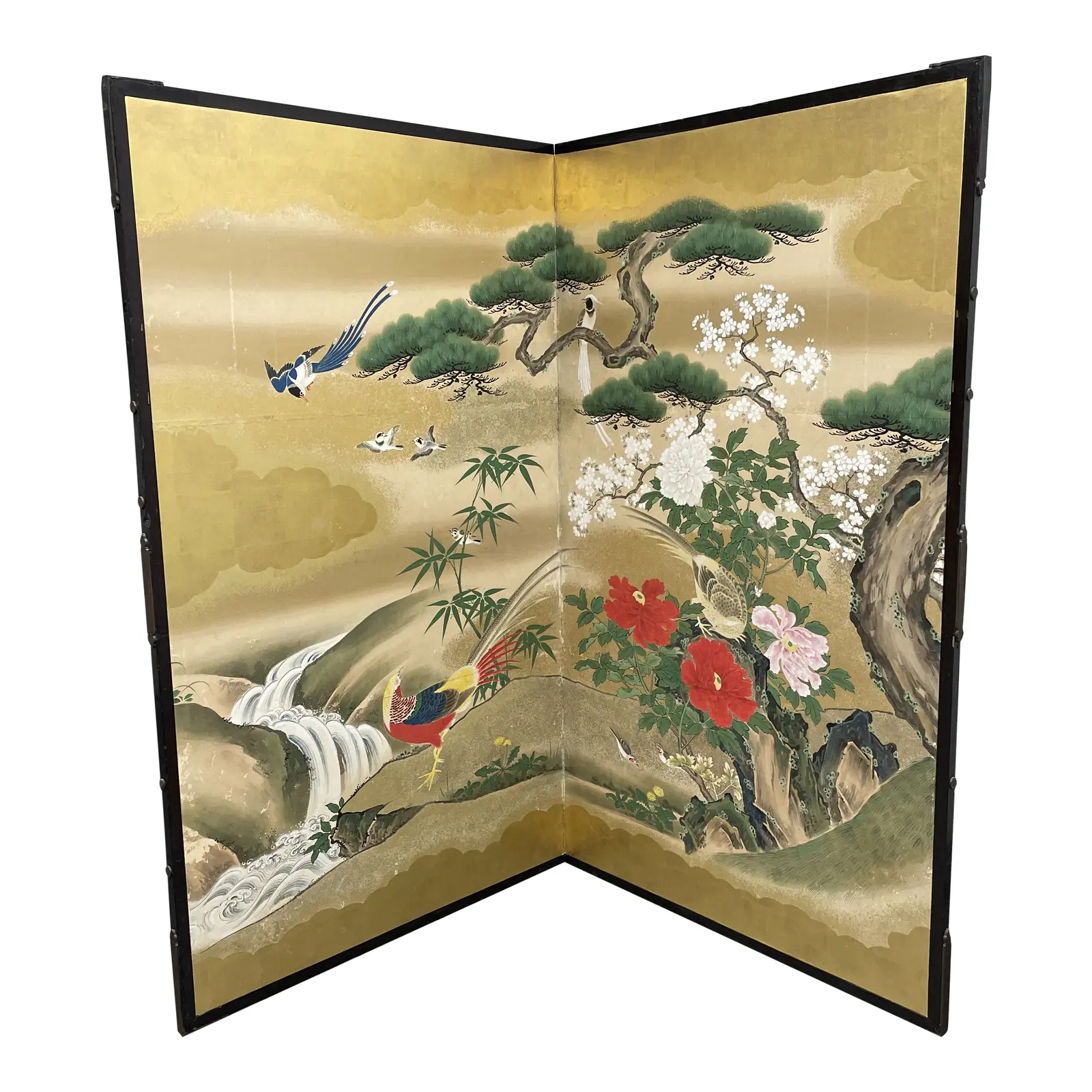 Byobu "Spring Stream" Two Panel Japanese Screen. Original Price: $10,000