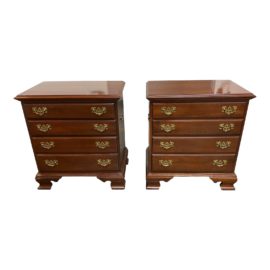 Ethan Allen English Traditional Four Drawer Dresser Nighstands - a Pair