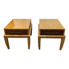 Mid 20th Century Brown Saltman John Keal Nightstands /Side Tables- a Pair. Original Price: $3,200