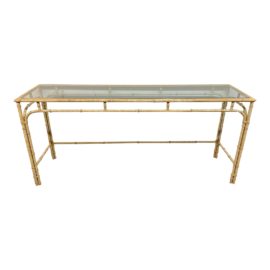 Late 20th Century Faux Metal Bamboo Console