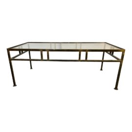 Crate & Barrel Metal Coffee Table With Glass Top. Original Price: $800