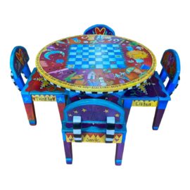 The Sticks Furniture Hand Painted Children's Table + Four Chairs Set. Original Price: $6,200