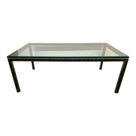 John Wheatman Custom Design Iron + Glass Coffee Table. Original Price: $2,700