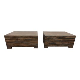 Zebrano Furniture Zebra Wood Veneer Nightstands, a Pair