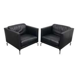 Design Within Reach Giorgio Soressi Comolino Leather Arm Chairs - a Pair. Original Price: $7,790