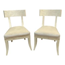 Ironies Klysmos Inlaid Side Chairs, a Pair