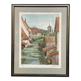 Mid 20th Century Village Green Limited Edition Signed Lithograph